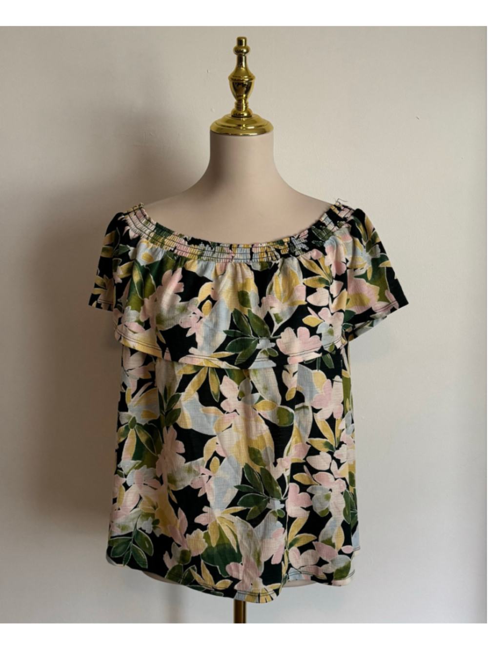 Women's Lauren Conrad Floral Off-Shoulder Top, Petite XXLP, Black Multi